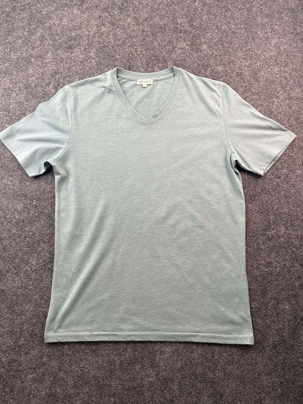 REISS Dusky Green V-Neck Short Sleeve T-Shirt Size S